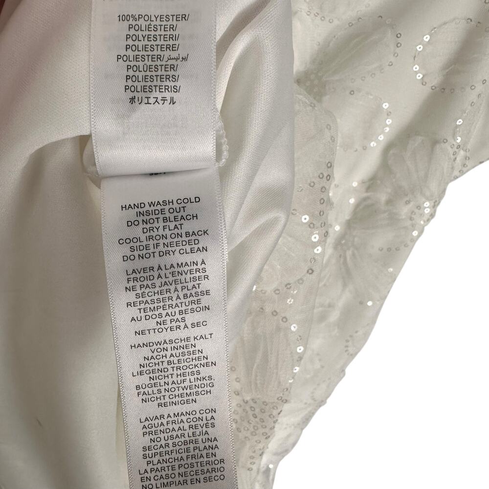 Adrianna Papell Tie Strap Lace Overlay Floral Midi Cocktail Dress White Size 16 - Picture 15 of 16